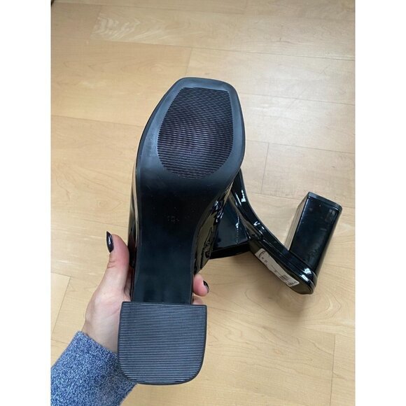 ABOUND "Sarah" Block Heel Mule Black Slide Patent - Picture 4 of 7